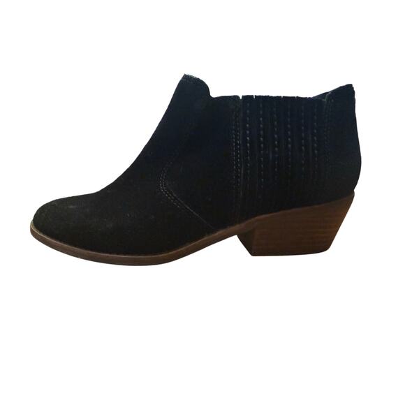 Lucky Brand Basel Folley Ankle Boot Women’s 7 Black Suede Leather Heeled Bootie - Picture 1 of 8
